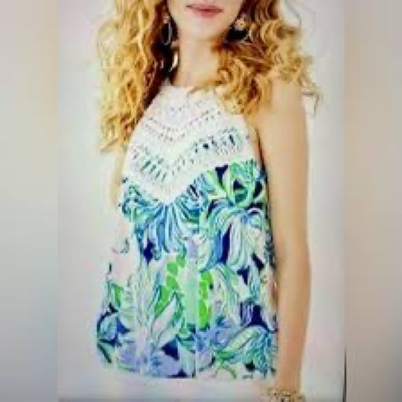 Lilly Pulitzer Tops - Lilly Pulitzer “Party Thyme” Halter Style Floral Dawn Top , XL